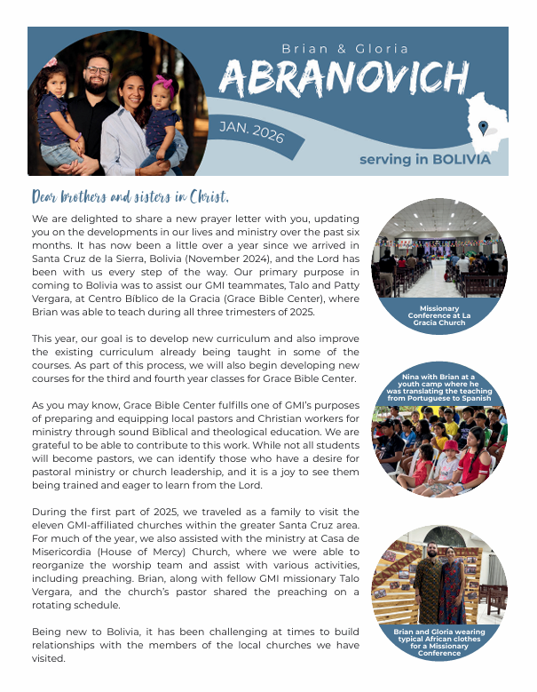 Missionary Prayer Letter Example