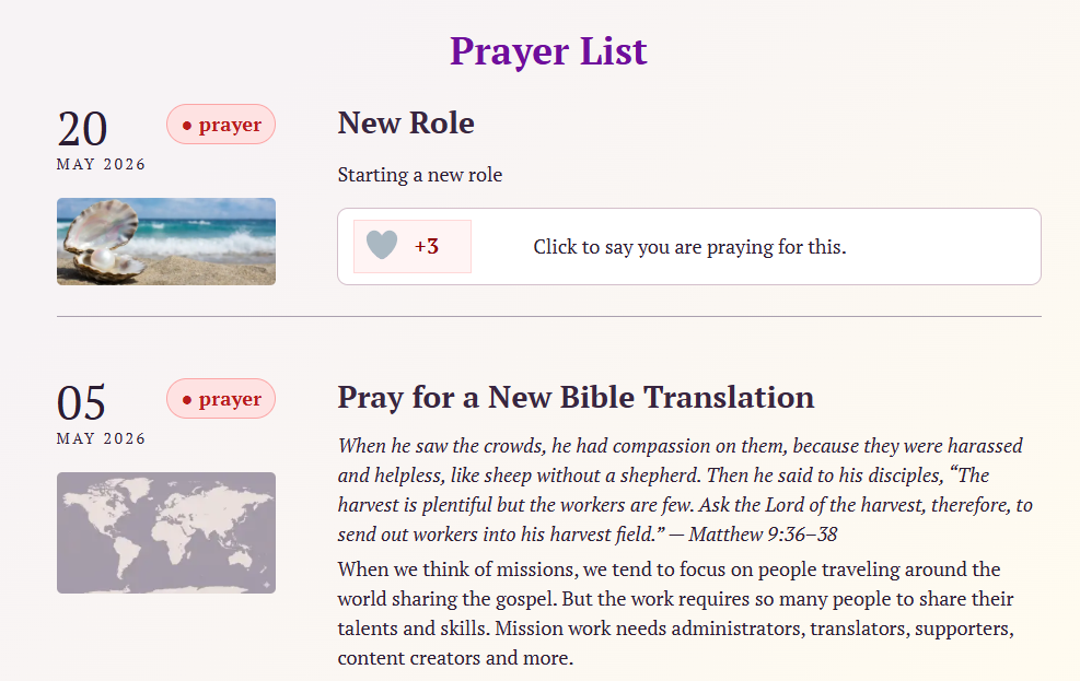 Missions Websites Prayer Reports